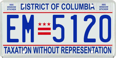 DC license plate EM5120