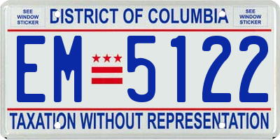 DC license plate EM5122