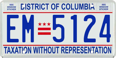 DC license plate EM5124