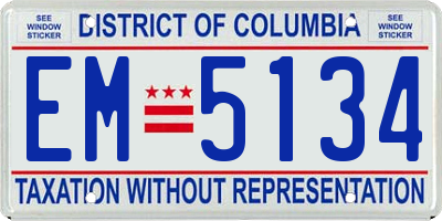 DC license plate EM5134