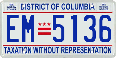 DC license plate EM5136