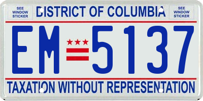DC license plate EM5137