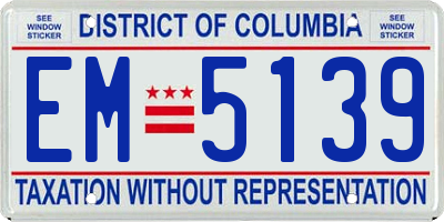 DC license plate EM5139