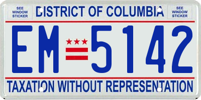 DC license plate EM5142