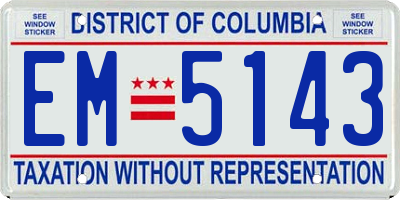 DC license plate EM5143