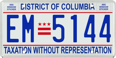 DC license plate EM5144