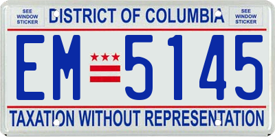 DC license plate EM5145