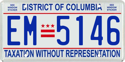 DC license plate EM5146