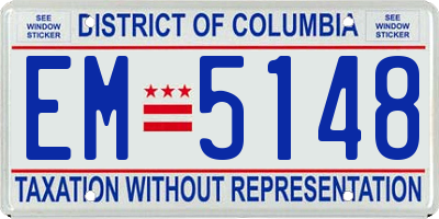 DC license plate EM5148