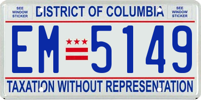 DC license plate EM5149