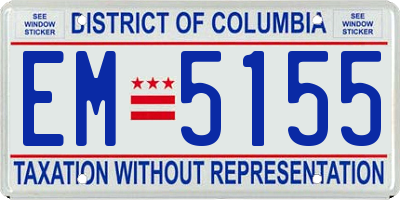 DC license plate EM5155
