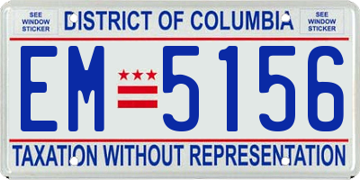 DC license plate EM5156