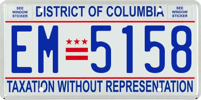 DC license plate EM5158