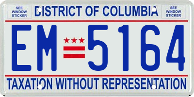 DC license plate EM5164
