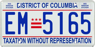 DC license plate EM5165