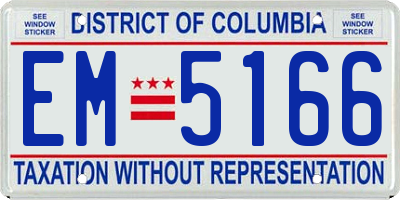 DC license plate EM5166