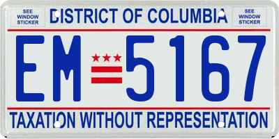 DC license plate EM5167
