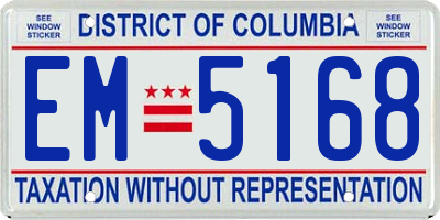 DC license plate EM5168
