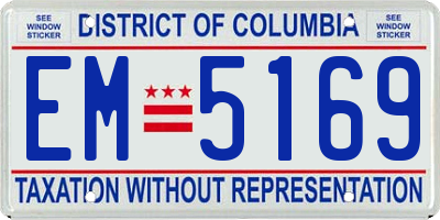DC license plate EM5169