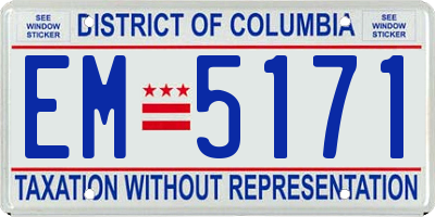 DC license plate EM5171
