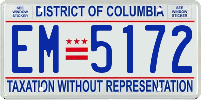 DC license plate EM5172