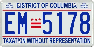 DC license plate EM5178