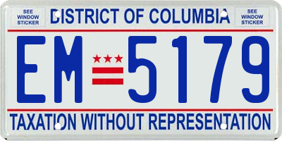DC license plate EM5179