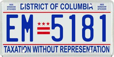 DC license plate EM5181