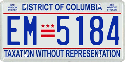 DC license plate EM5184