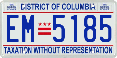 DC license plate EM5185