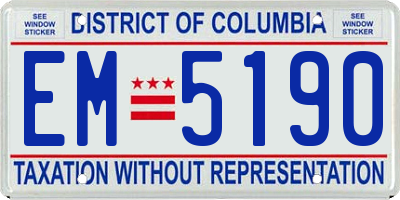 DC license plate EM5190
