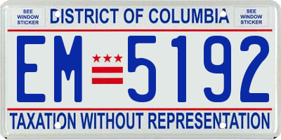 DC license plate EM5192