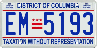 DC license plate EM5193