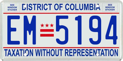 DC license plate EM5194