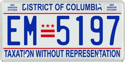 DC license plate EM5197