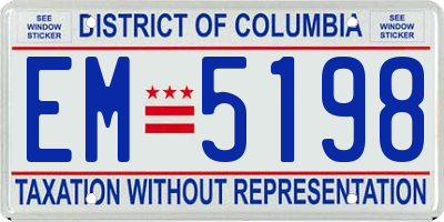 DC license plate EM5198