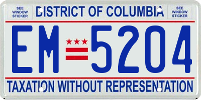 DC license plate EM5204