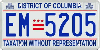 DC license plate EM5205