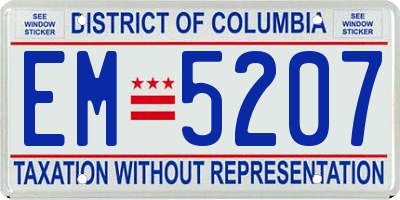 DC license plate EM5207