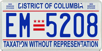 DC license plate EM5208