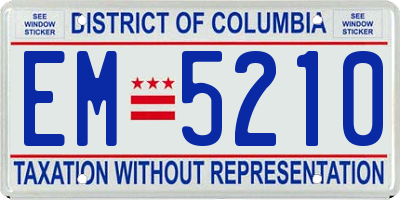 DC license plate EM5210