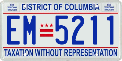 DC license plate EM5211