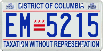 DC license plate EM5215