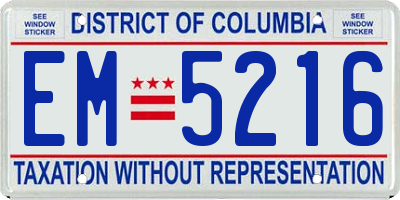 DC license plate EM5216
