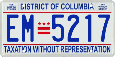 DC license plate EM5217