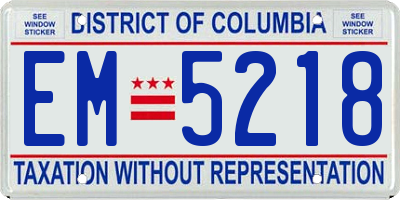 DC license plate EM5218