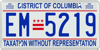 DC license plate EM5219