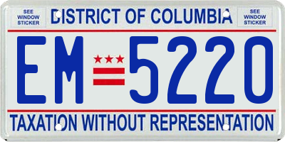 DC license plate EM5220