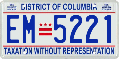 DC license plate EM5221