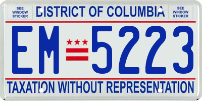 DC license plate EM5223
